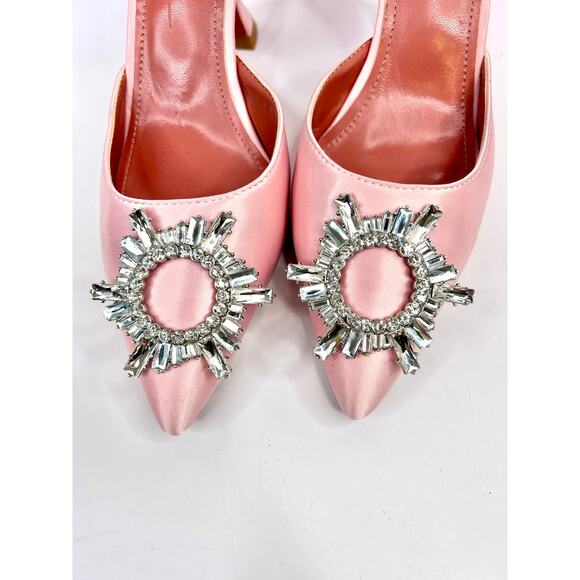 Luxury Dress Fluted Heel Size 8.5 Satin Pointed Slingback w/ Crystal-Sunflower - Picture 2 of 10